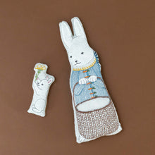 Load image into Gallery viewer, bunny-in-basket-pillow-doll-with-baby-bunny-holding-flowing