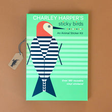 Load image into Gallery viewer, charley-harpers-sticky-birds-an-animal-sticker-kit-green-striped-cover-with-woodpecker