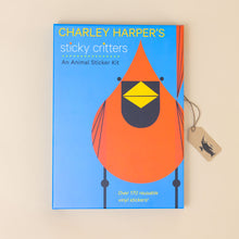 Load image into Gallery viewer, charley-harpers-sticky-critters-an-animal-sticker-kit-blue-cover-with-red-cardinal