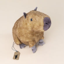Load image into Gallery viewer, clyde-capybara-with-brown-fur-and-mocha-ears-tail-and-snout-stuffed-animal