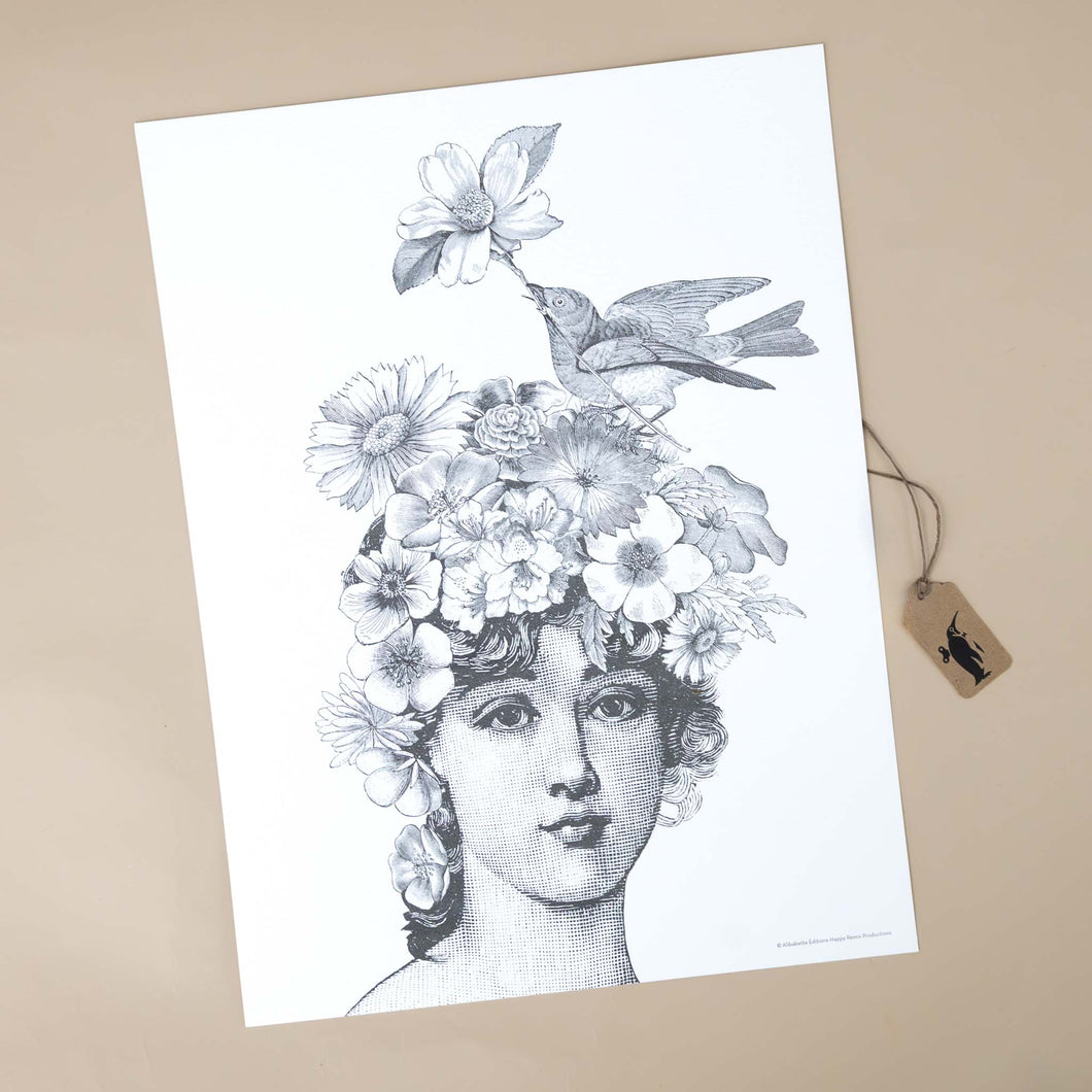 color-your-own-engraving-flora-lovely-face-with-crown-of-flowers-and-bird