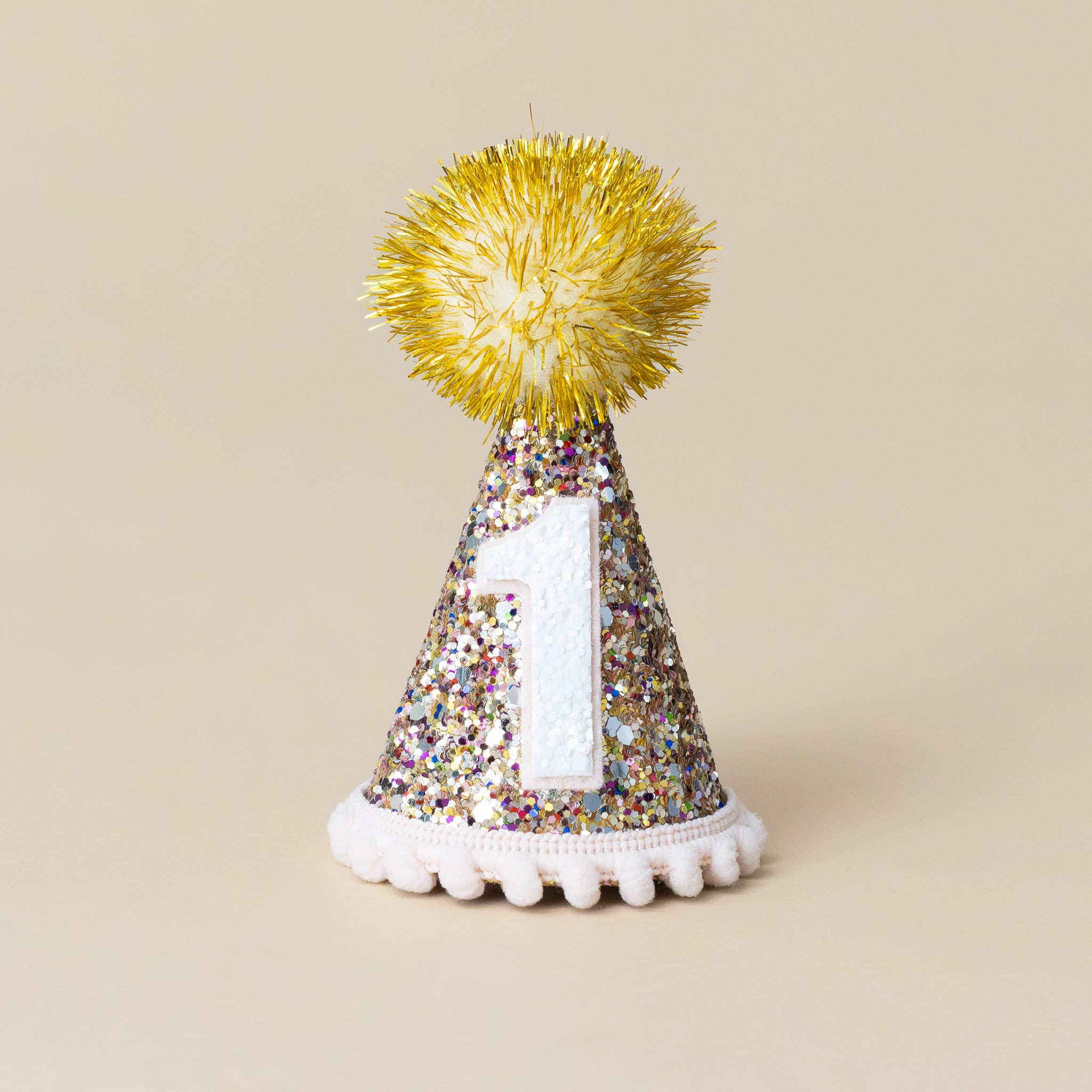 Confetti Pom Party Hat | Blush & Gold