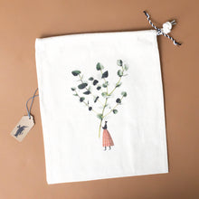 Load image into Gallery viewer, cotton-drawstring-pouch-woman-holding-eucalyptus