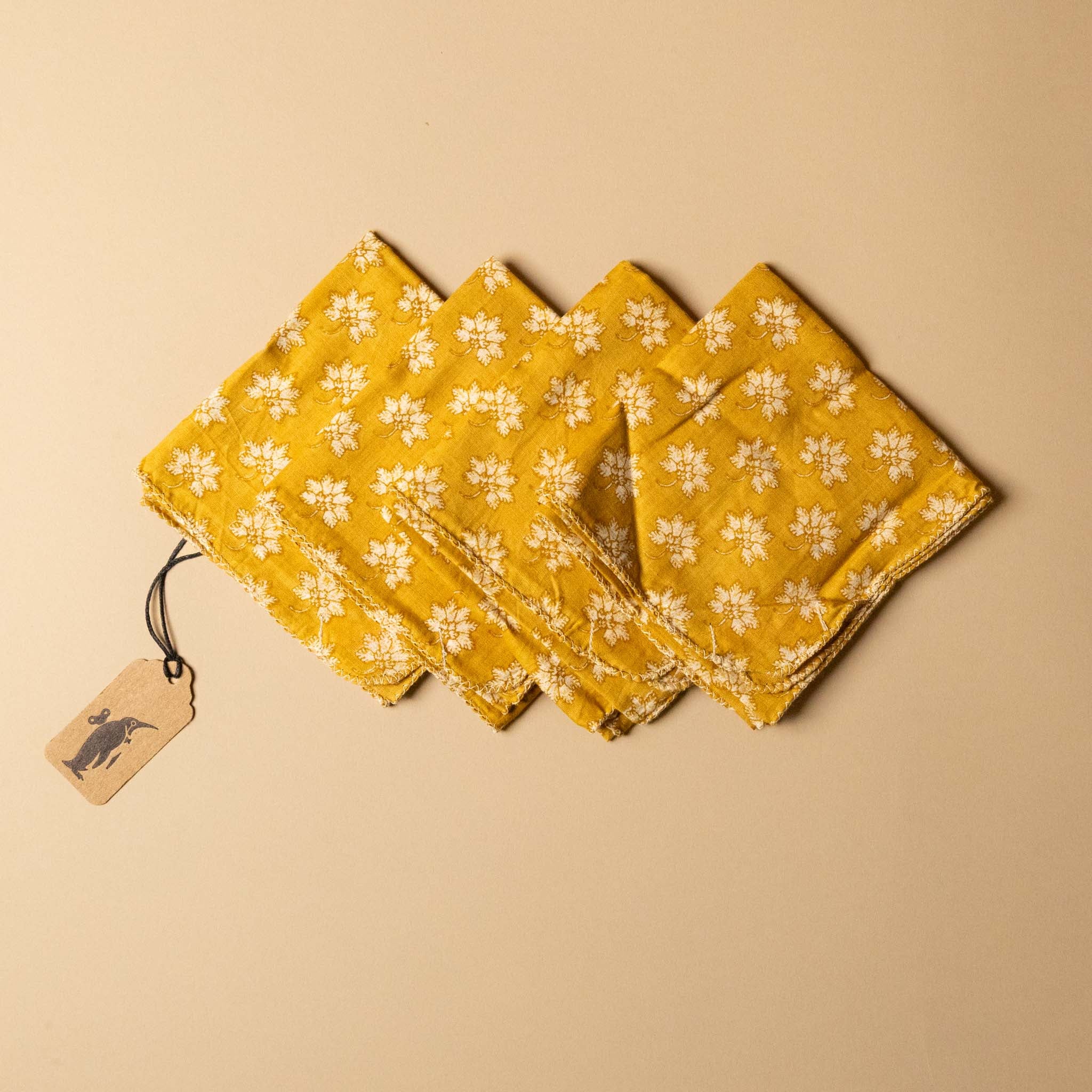 Cotton Print Napkin Set | Plumbago Gold