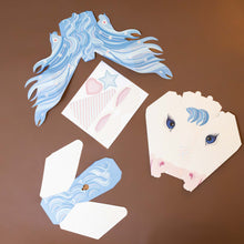 Load image into Gallery viewer, pieces-to-create-unicorn-head-with-blue-mane