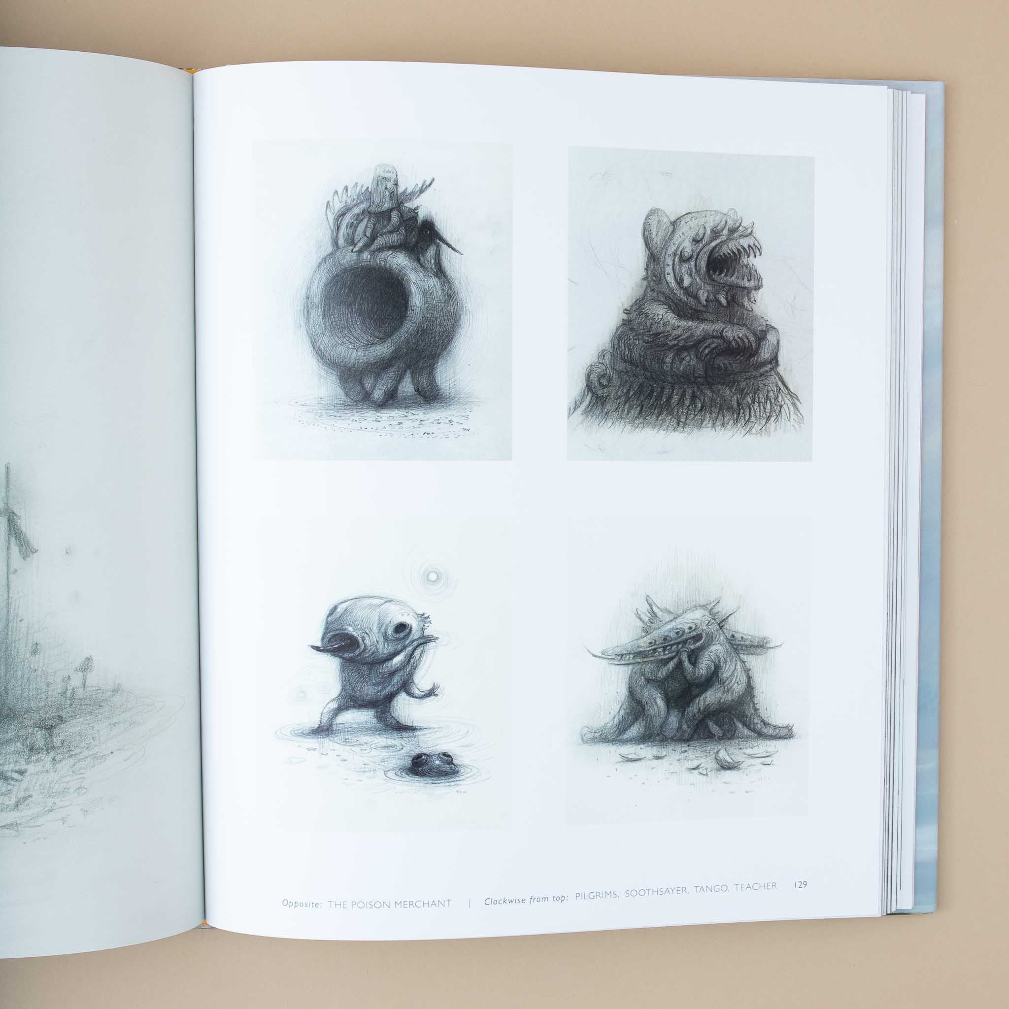 sketches of monsters from Creature Paintings, Drawings, and Reflections Book by Shaun Tan