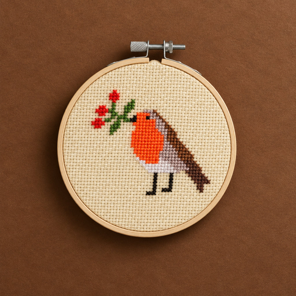 cross-stitch-kit---robin-berry finished