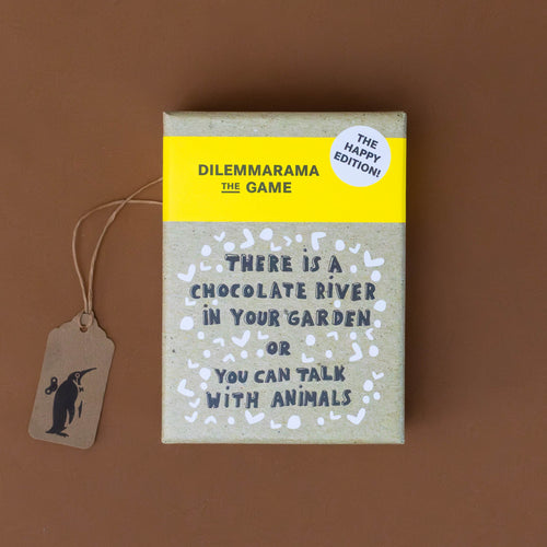 dilemmarama-the-game-happy-edition-box-there's-a-chocolate-river-in-your-garden-or-you-can-talk-with-animals