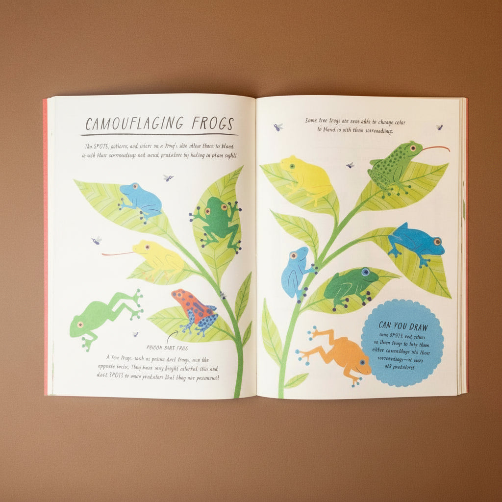 drawn-by-nature-patterns-Open-page-showing-illustrations-of-frogs-and-leaves