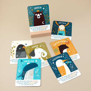 detail-of-content-with-various-cards-showing-bear-elephant-whale-and-more