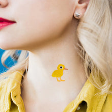 Load image into Gallery viewer, Yellow-duckling-temporary-tattoo-pair