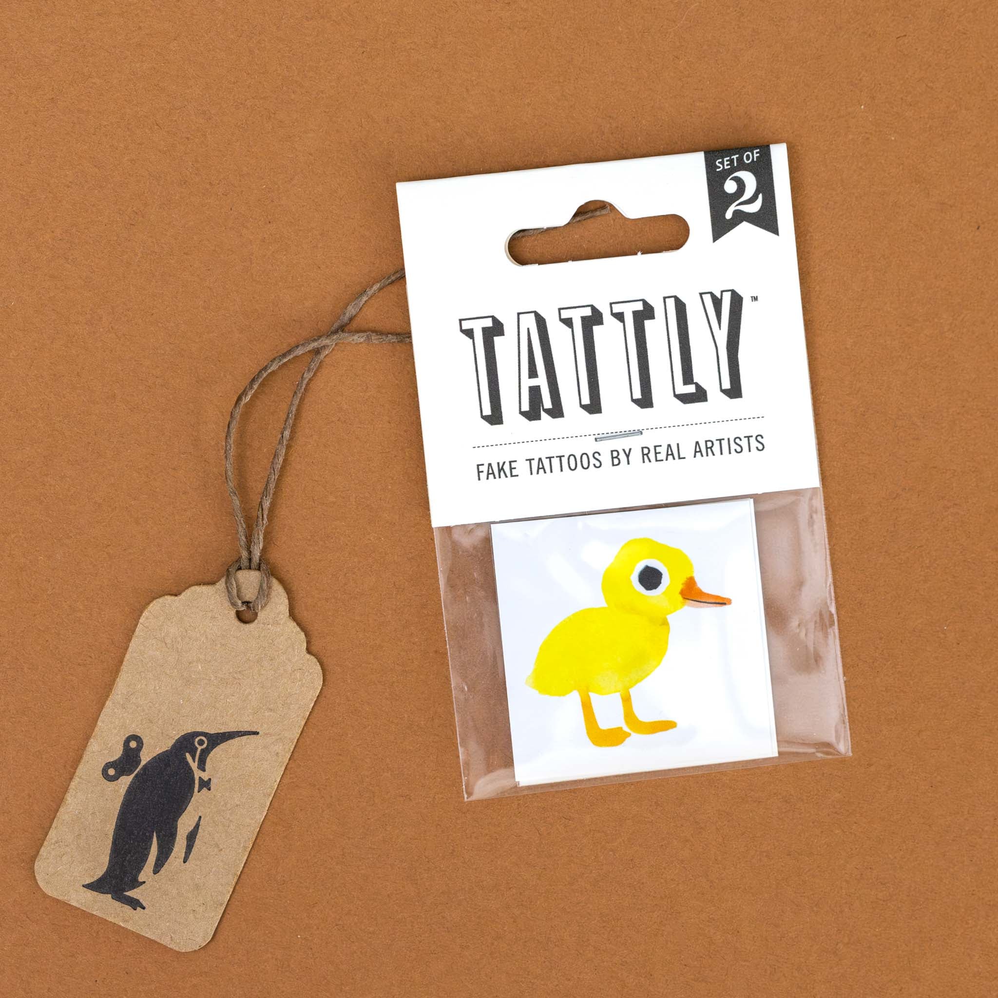 Yellow-duckling-temporary-tattoo-pair