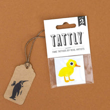 Load image into Gallery viewer, Yellow-duckling-temporary-tattoo-pair