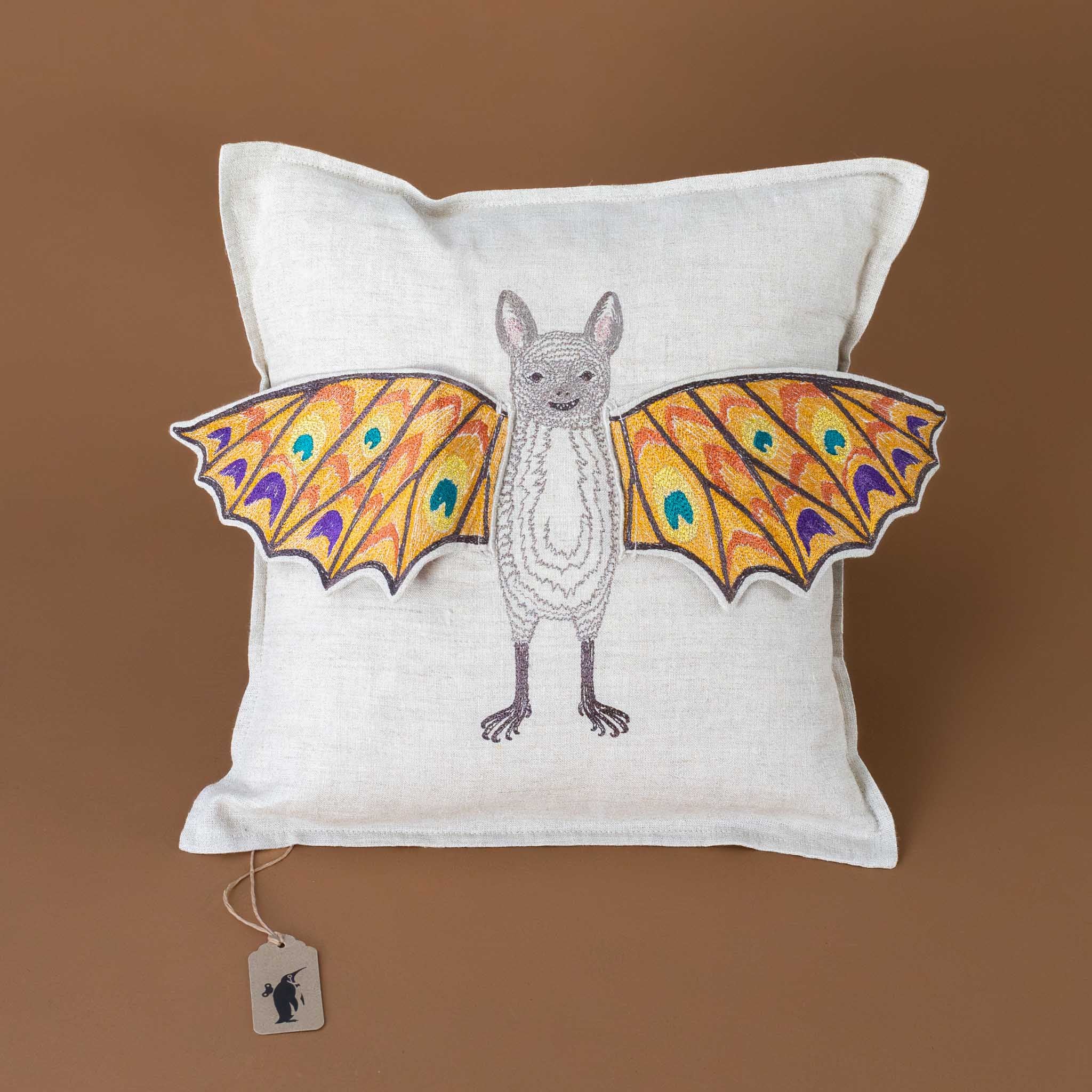 Embroidered Pillow | Bat Wing Surprise