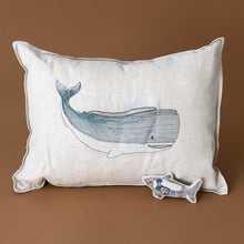 Load image into Gallery viewer, embroidered-pocket-pillow-very-hungry-whale-and-shark