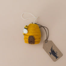 Load image into Gallery viewer, yellow-felted-bee-house-ornament