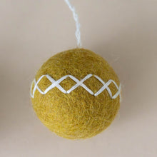 Load image into Gallery viewer, felt-embroidered-christmas-ball-ornament-ochre