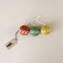 Load image into Gallery viewer, felt-embroidered-christmas-ball-ornament-trio-gold-forest-rust