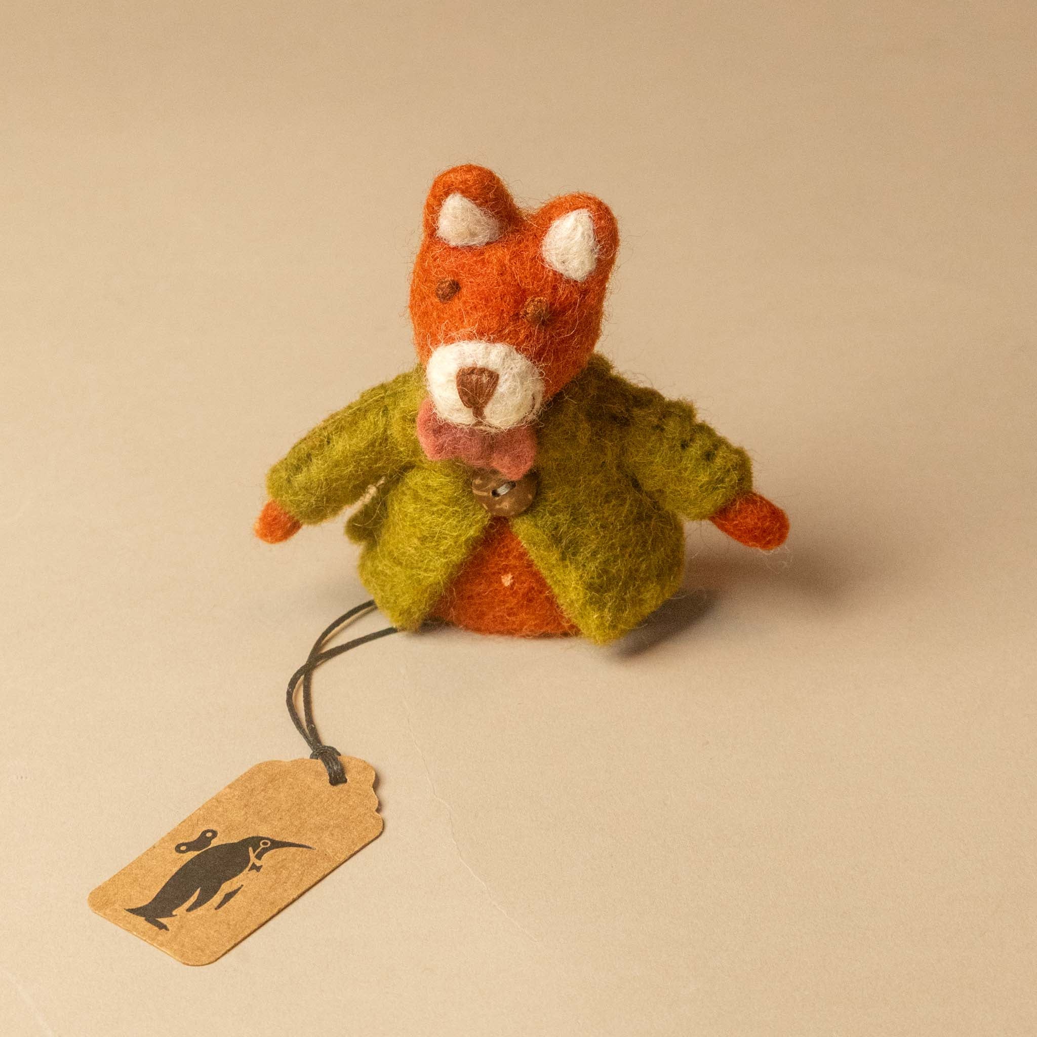 Felt Fox Finger Puppet | Green Jacket