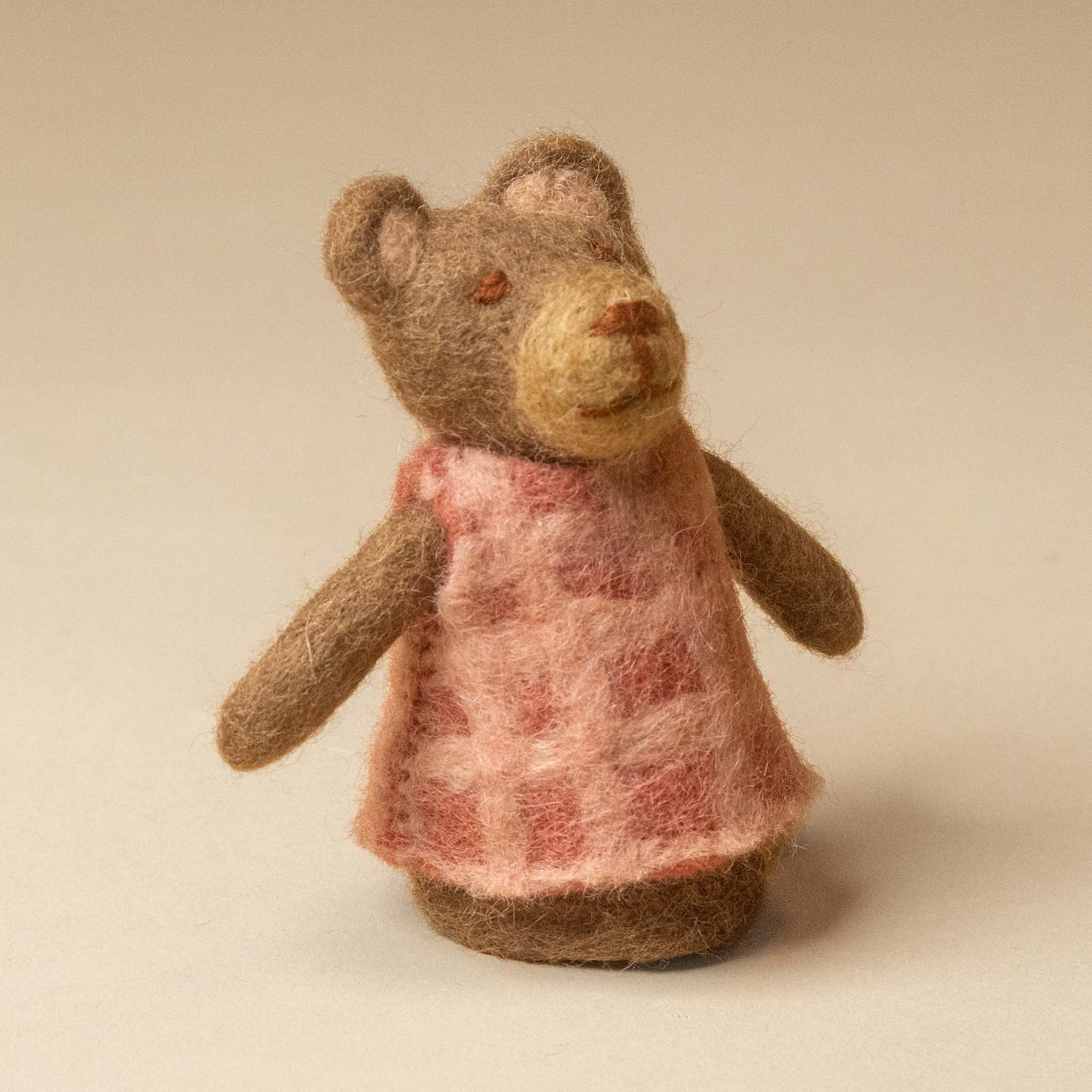 Felt Monkey Finger Puppet | Pink Dress