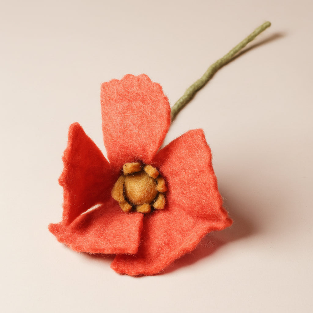 Felt Poppy Flower | Coral