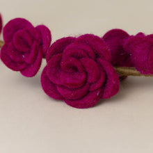 Load image into Gallery viewer, close-of-rose-petals-felt-rose-branch-cerise