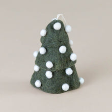 Load image into Gallery viewer, felted-christmas-tree-ornament--green-with-white-pom-poms