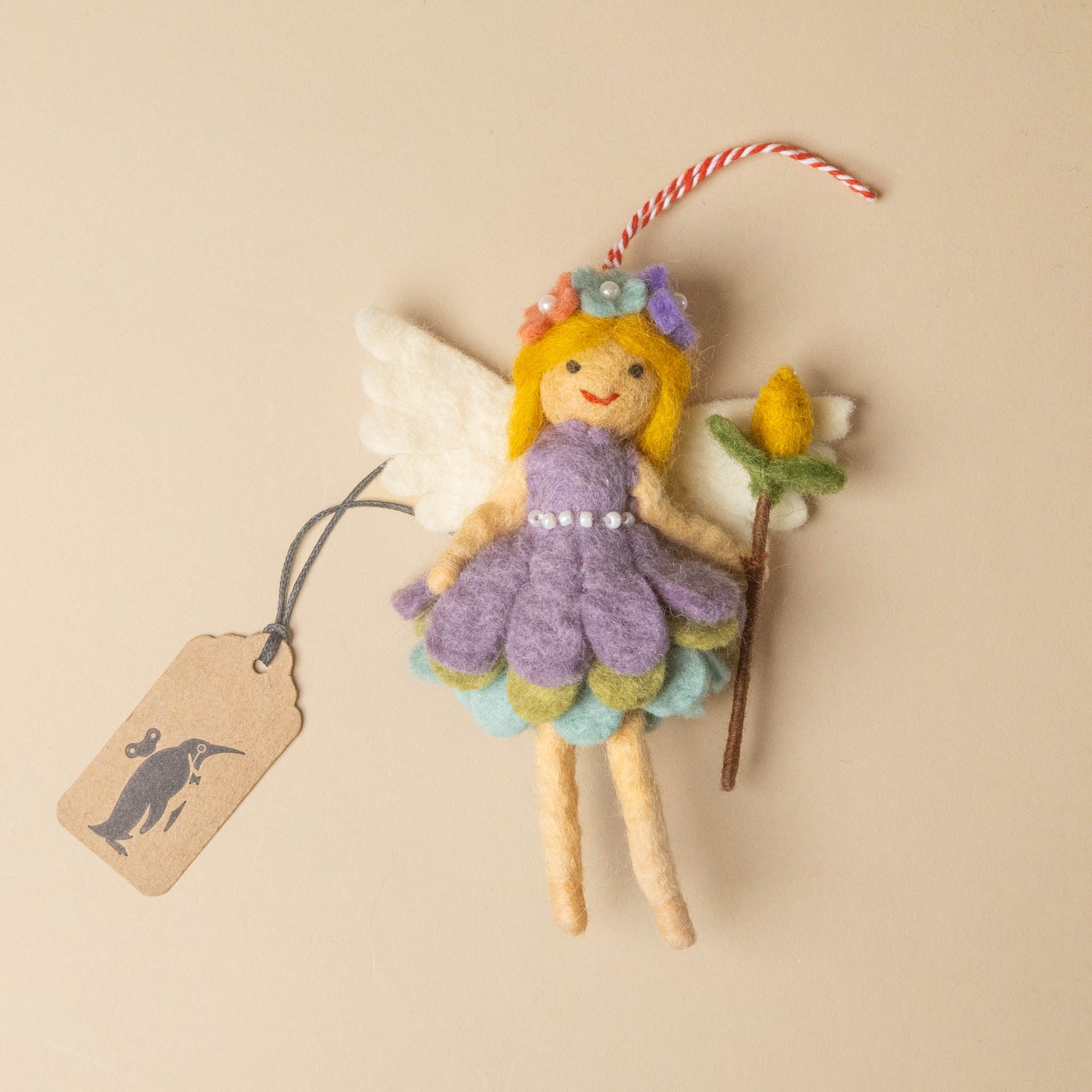 Felted Garden Fairy Ornament | Periwinkle Petal