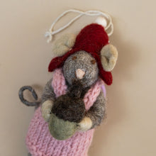 Load image into Gallery viewer, closeup-of-mouse-face-with-red-hat-pink-dress-and-acorn