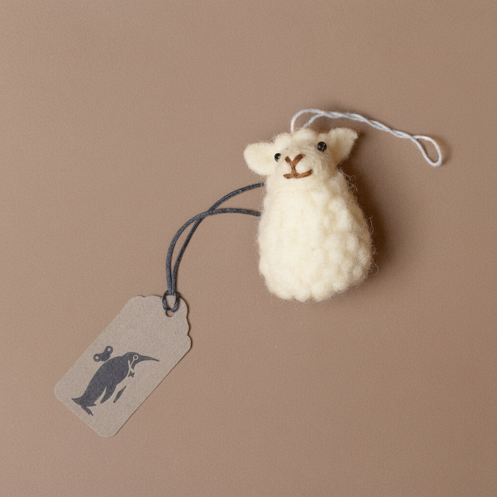 Felted Pom Sheep Ornament | White