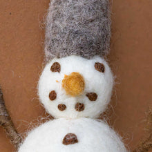 Load image into Gallery viewer, felted-snowman-ornament-grey-hat