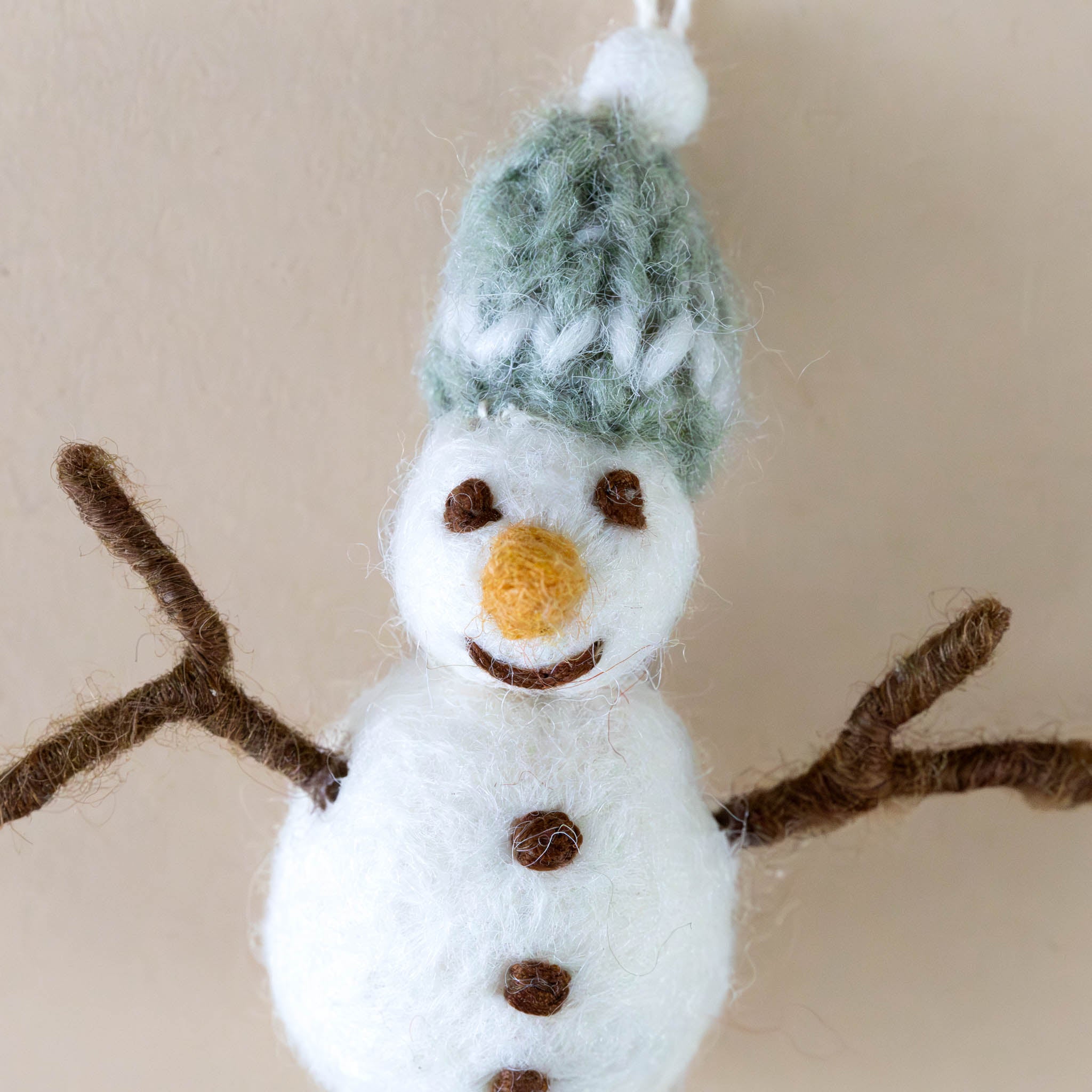 felted-snowman-ornament-sage-knit-hat