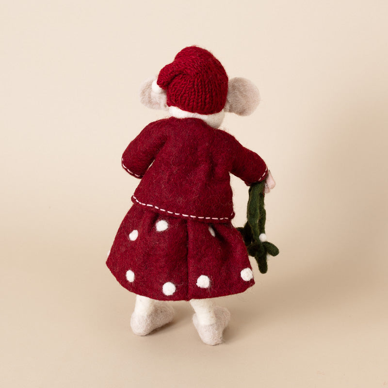 felted-white-mouse-red-spot-dress-with-mistletoe