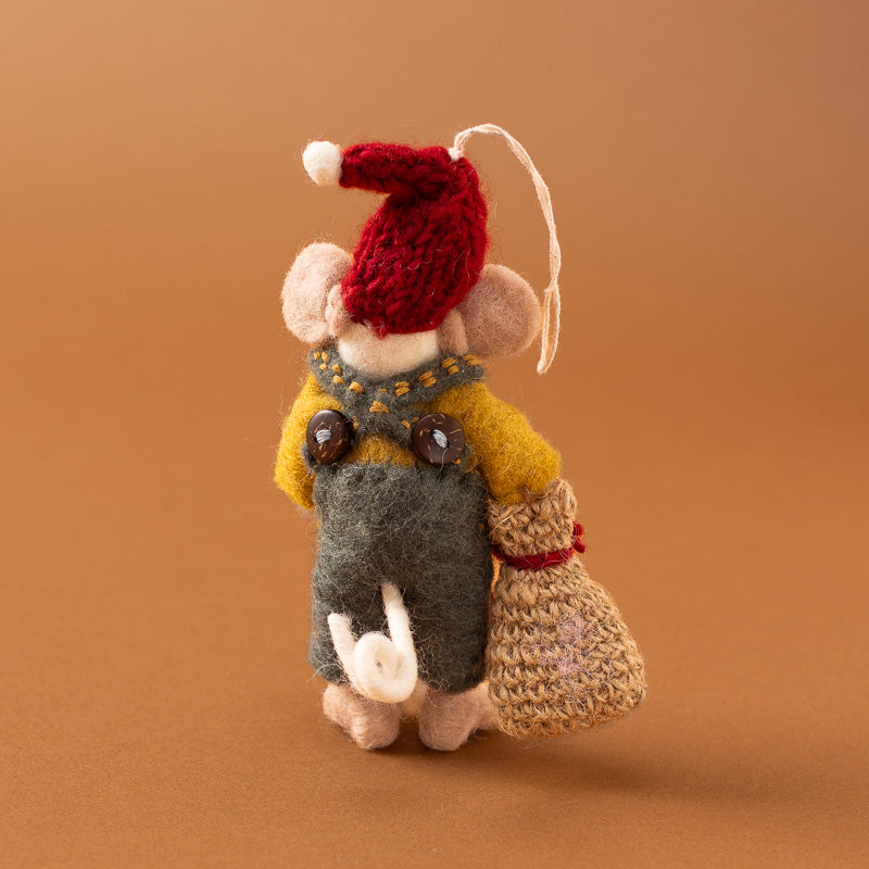 felted-white-mouse-ornament--green-overalls-with-gift-bag back