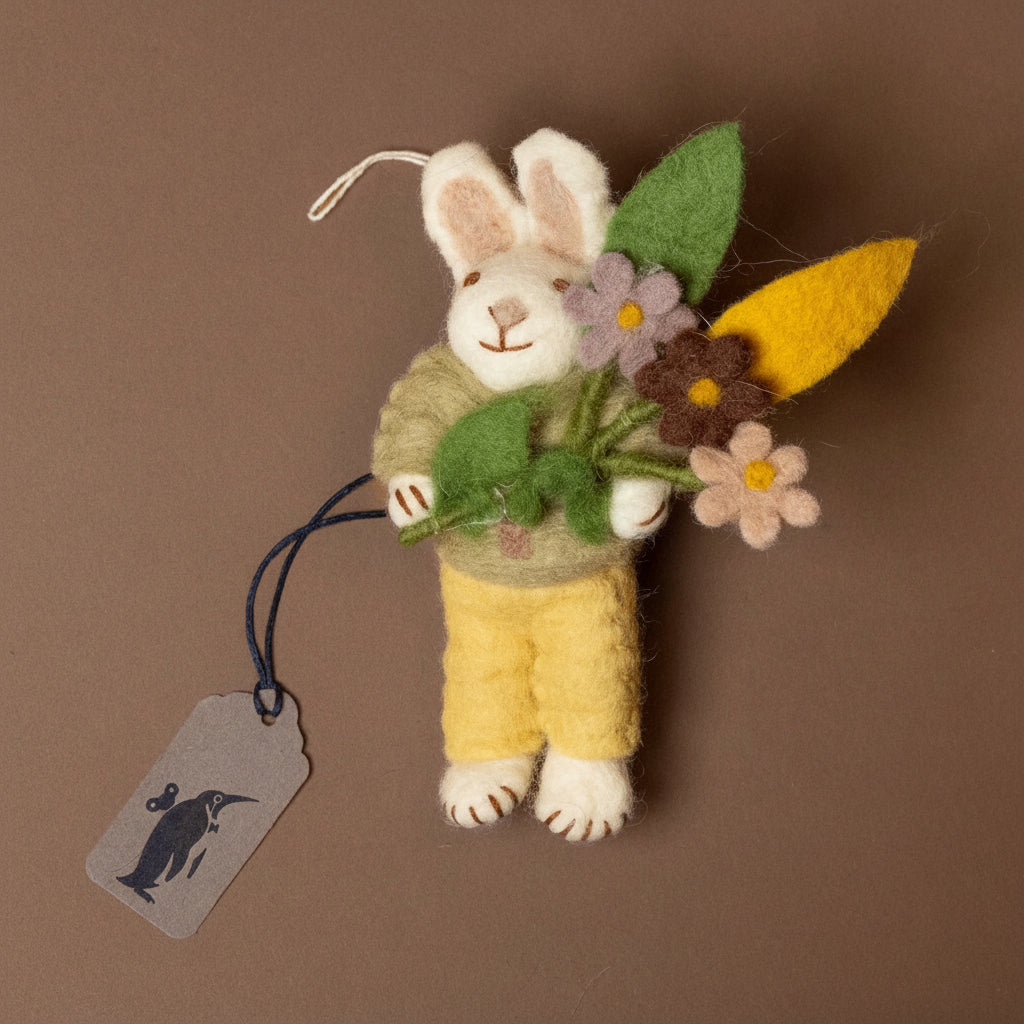 felted-white-rabbit-ornament-mint-shirt-with-flower-bouquet