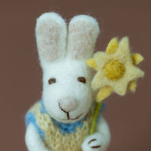 Load image into Gallery viewer, felted-white-rabbit-ornament-sunshine-sweater-dress-with-flower