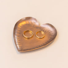 Load image into Gallery viewer, forged-iron-heart-tray-copper-holding-two-rings