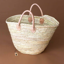 Load image into Gallery viewer, woven-handbag-with-warm-brown-leather-handles