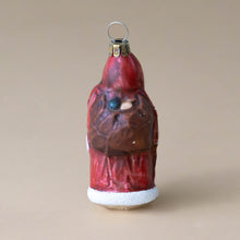 Load image into Gallery viewer, german-glass-ornament-santa-with-backpack-and-tree-back