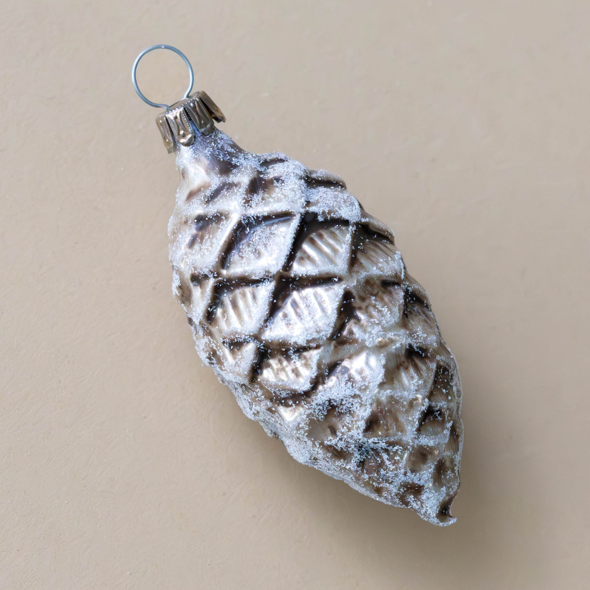 German Glass Ornament | Snow Glitter Pinecone