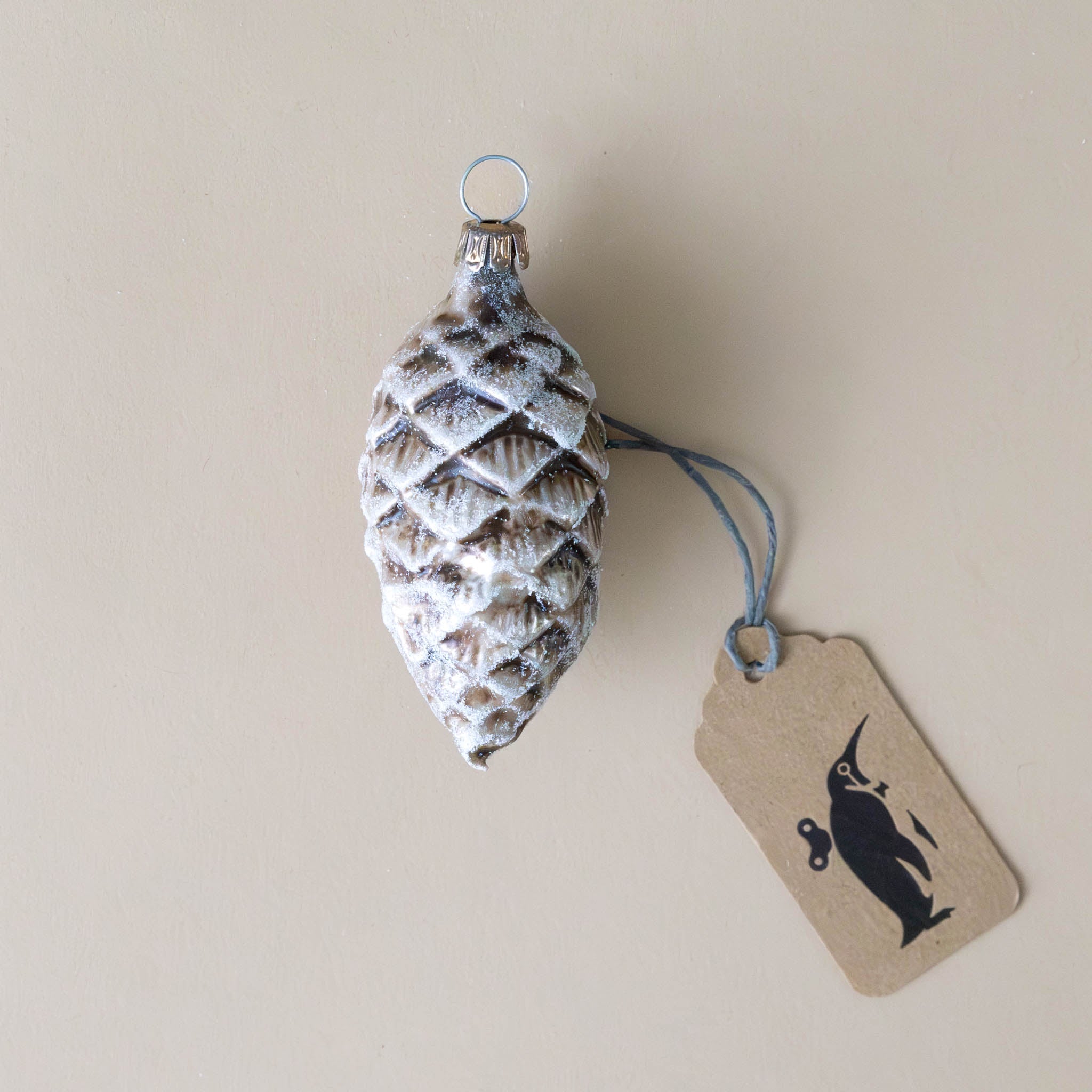 German Glass Ornament | Snow Glitter Pinecone