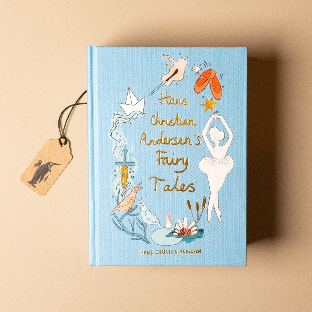 hans-christian-andersen-fairy-tales Book titled 'Hans Christian Andersen's Fairy Tales' with illustrations on a beige background