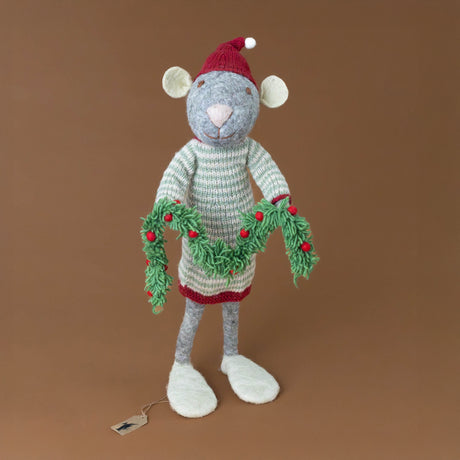 jumbo-felted-grey-mouse-sage-stripe-dress-with-garland