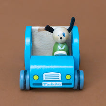 Load image into Gallery viewer, la-grande-famille-wooden-beetle-car-blue-with-dog-driving