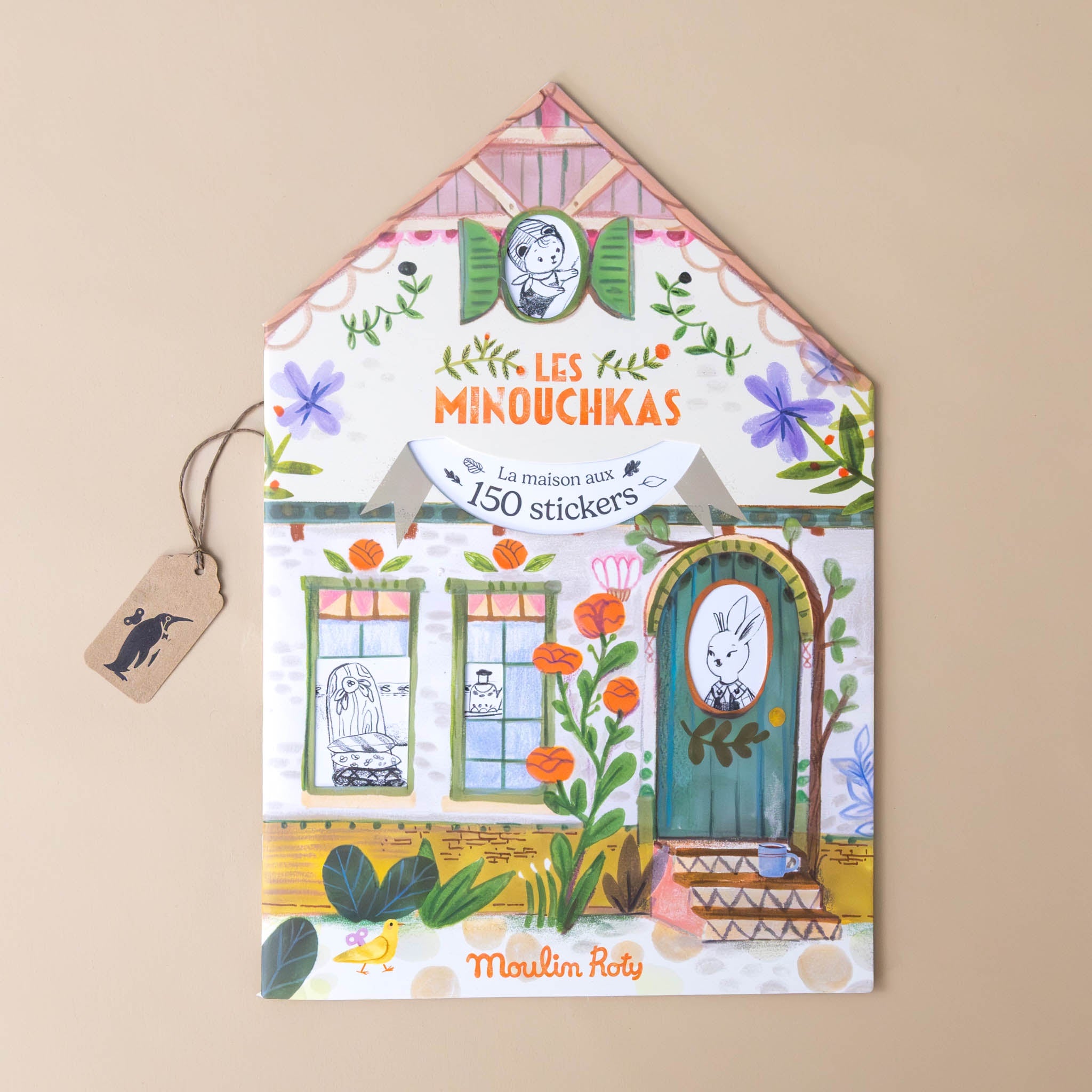 les-minouchkas-coloring-and-sticker-book-cover-shaped-like-a-house-and-potted-plants