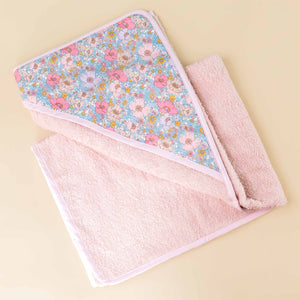 liberty-pink-bath-towel-sofia-pink-blue-and-orange-floral-with-pink-trimmed-hood