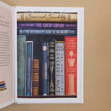 Load image into Gallery viewer, illustration-of-great-works-book-spines-such-as-the-great-gatsby-and-breakfast-at-tiffanys