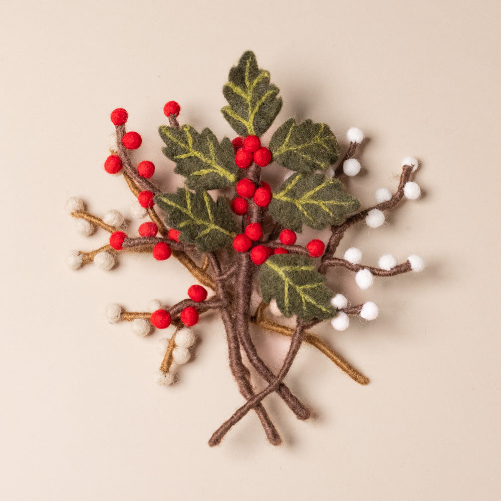 Little Felt Berry Branch | Beige
