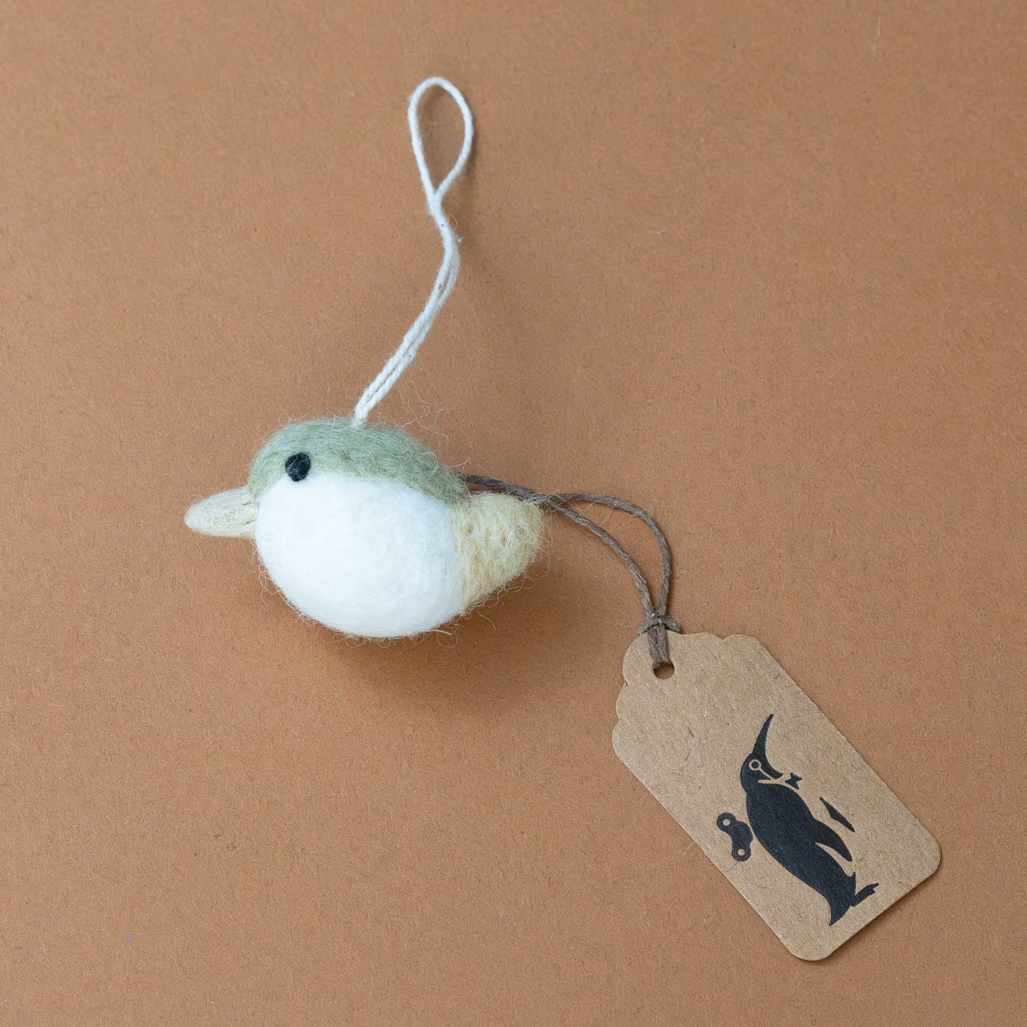 Little Felted Birdie Ornament | White Sage