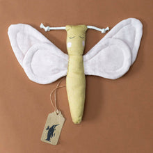 Load image into Gallery viewer, little-organic-cotton-butterfly-teether-rose-with-antennae-and-rosy-cheeks